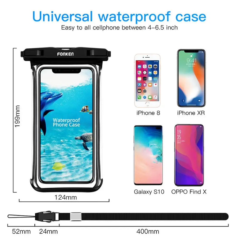 Transparent Waterproof Phone Case – Underwater Dry Bag & Swimming Pouch for Big Phones