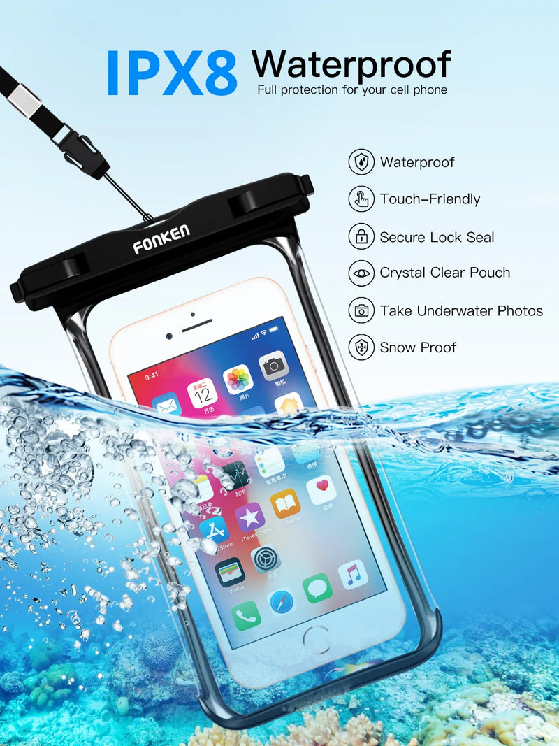 Transparent Waterproof Phone Case – Underwater Dry Bag & Swimming Pouch for Big Phones