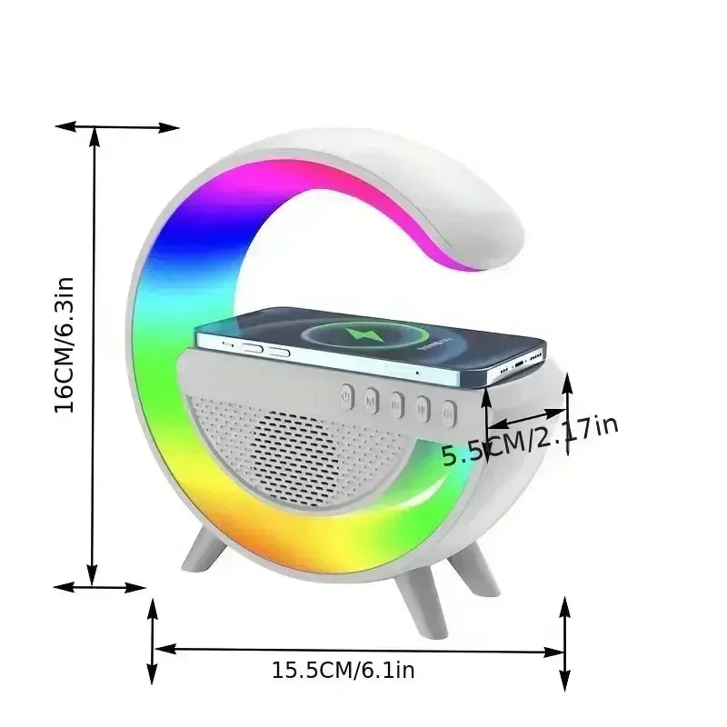 15W Multifunction Wireless Charger Pad - RGB Speaker, Night Light, Fast Charging Stand for iPhone, Samsung, Xiaomi, Huawei