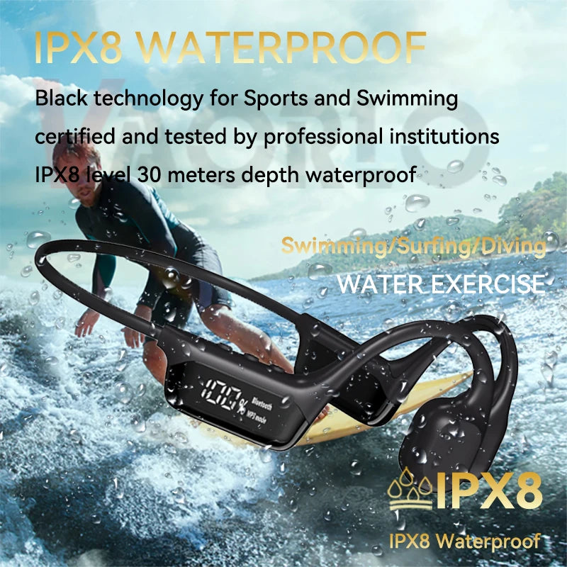 Waterproof Bluetooth 5.4 Headphones - Wireless Earphones for Swimming Sports with MP3 Player and 32GB RAM