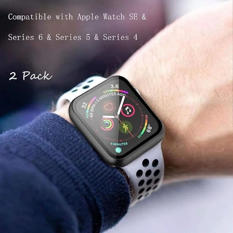 2 Pack PC Case+Tempered Glass Compatible With Apple Watch Series 6 SE Series 5 Series 4 44mm Apple Watch Accessories