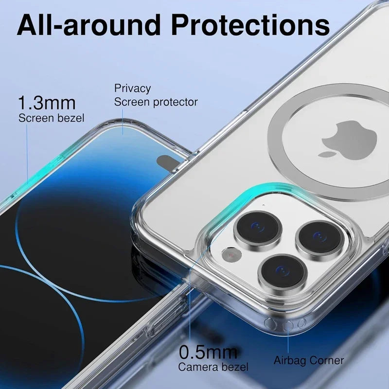 Case For Applee i Phone 16 15 14 13 12 11 Pro Max Plus 13 Mini XS Max XR 8 7 SE SE2 With Magsafe Transparent Cover