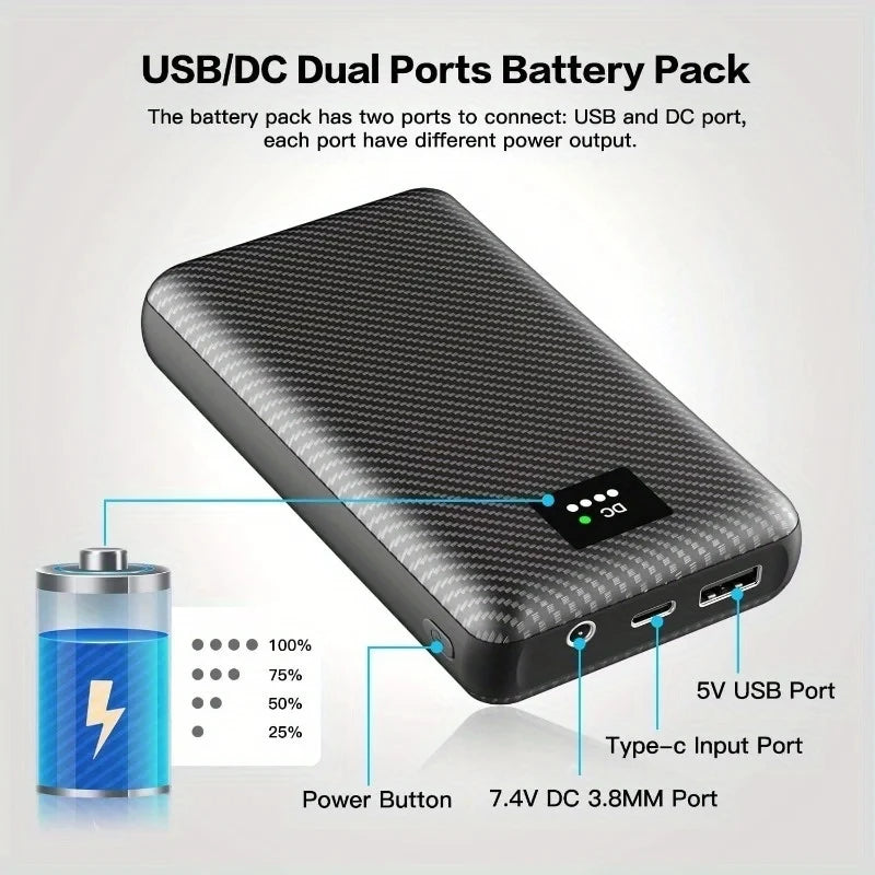 40000mAh Power Bank DC 7.4V Portable Charger External Battery