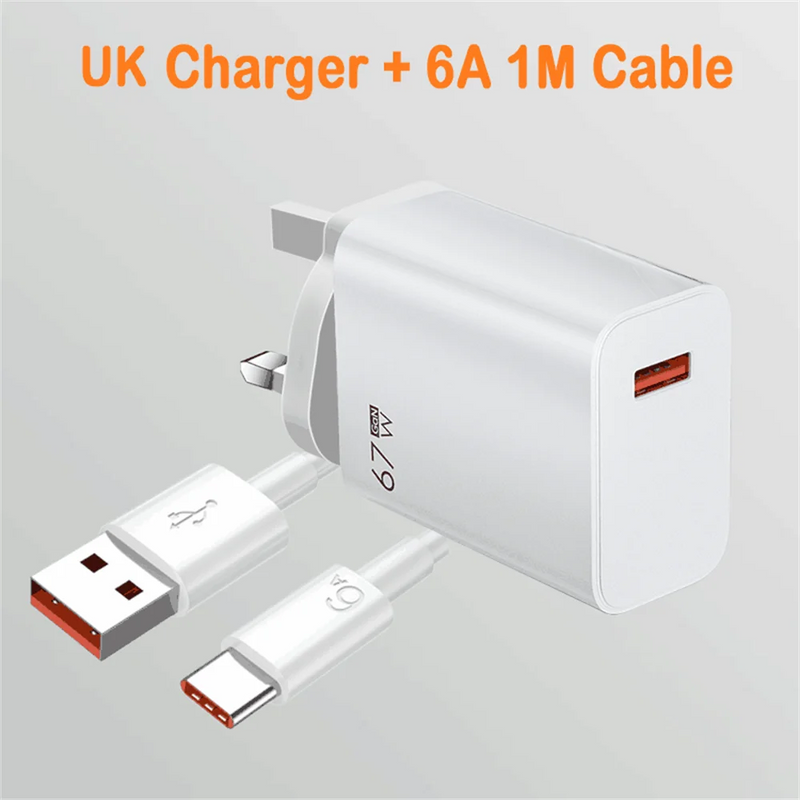 67W USB GaN Charger Quick Charge3.0 Phone Adapter EU/US Plug For Fast Charging