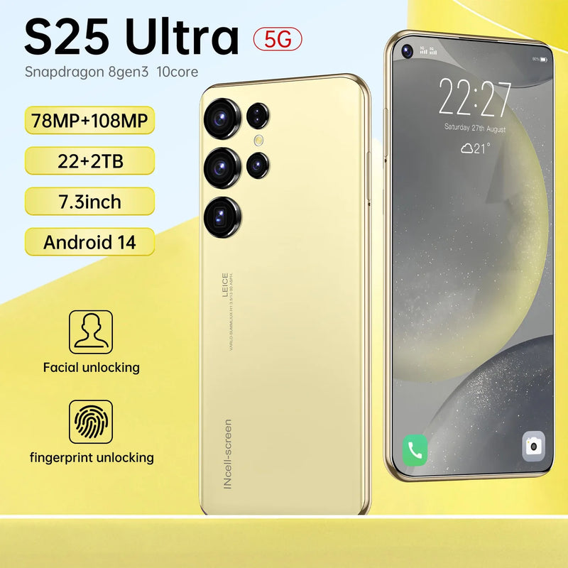 S25 Ultra 5G Smartphone - 7.3'' Display, Android 14, 10-Core, 7800mAh Battery