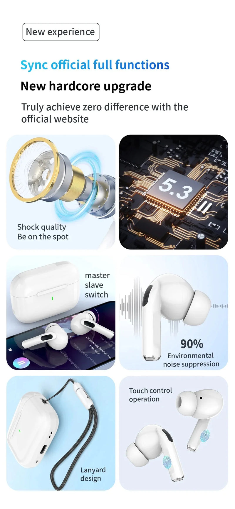 Air Pro True Wireless Bluetooth Earphones Headphones HiFi Sound Low Latency Noise Reduction Earbuds