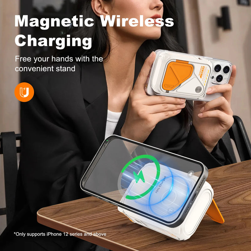 Power bank magnetic adsorption for wireless charging, 10000 mAh phone holder 22.5W fast charging