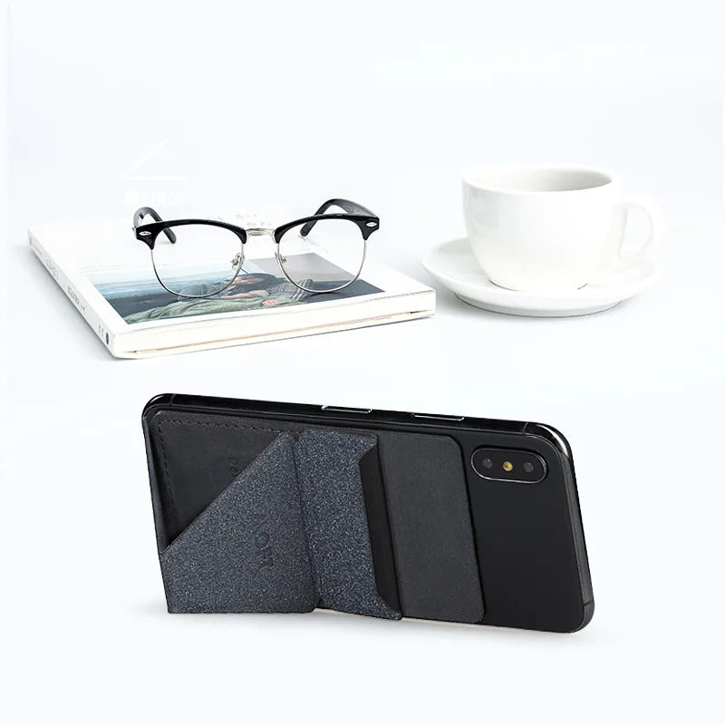 MO-FT X Card Clip Adhesive Phone Stand with Card Holder - Folding Invisible Design for Desktop & Car Navigation