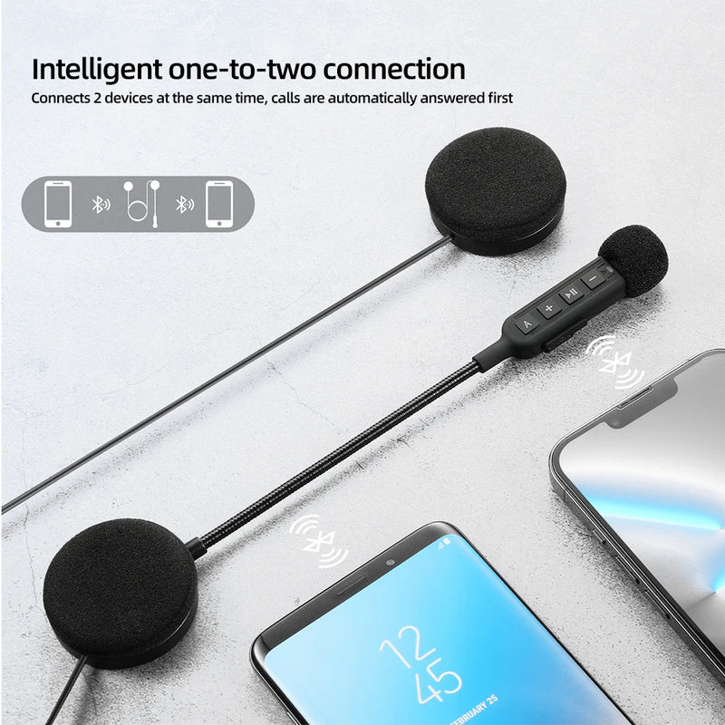 Headset Bluetooth 5.3 Wireless Earphone Handsfree Call Kit Stereo for Rider MP3 Music Player