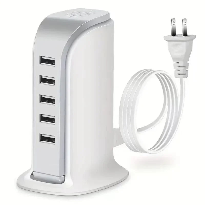 5-Port USB Charging Station 20W Super-Fast Charger with USB-C Power Adapter