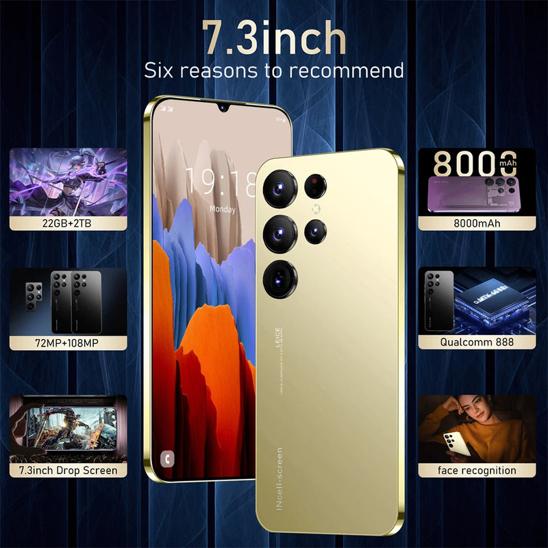 S24 Ultra Smart phone 7.3 inch Full Screen 4G/5G Cell Phone 22TB+2TB 7800mAh Mobile Phone Global