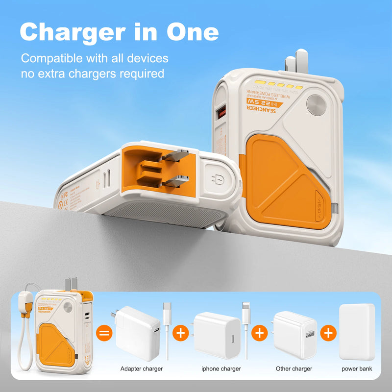 Power bank magnetic adsorption for wireless charging, 10000 mAh phone holder 22.5W fast charging