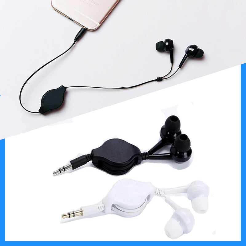 Portable 3.5mm Retractable In-Ear Earphones for MP3/MP4 – 0.8m Cable