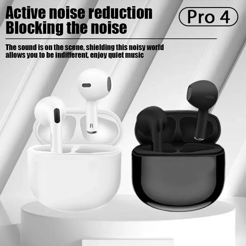 Pro4 TWS Bluetooth Earphones: 9D Stereo HiFi Wireless Earbuds with Mic