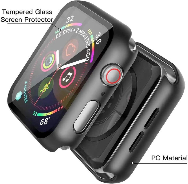 2 Pack PC Case+Tempered Glass Compatible With Apple Watch Series 6 SE Series 5 Series 4 44mm Apple Watch Accessories