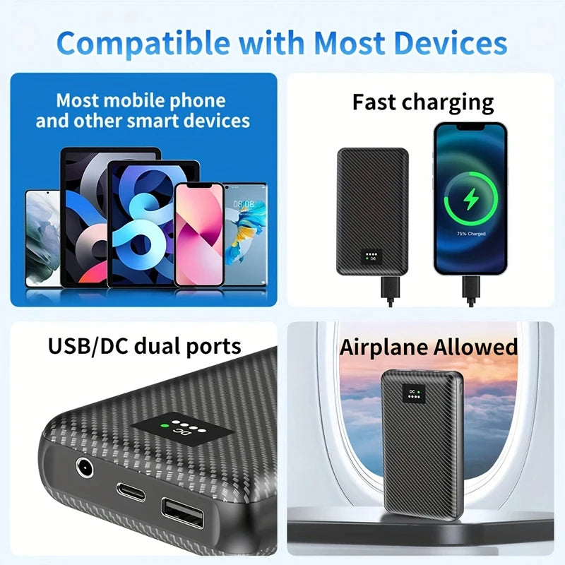 40000mAh Power Bank DC 7.4V Portable Charger External Battery