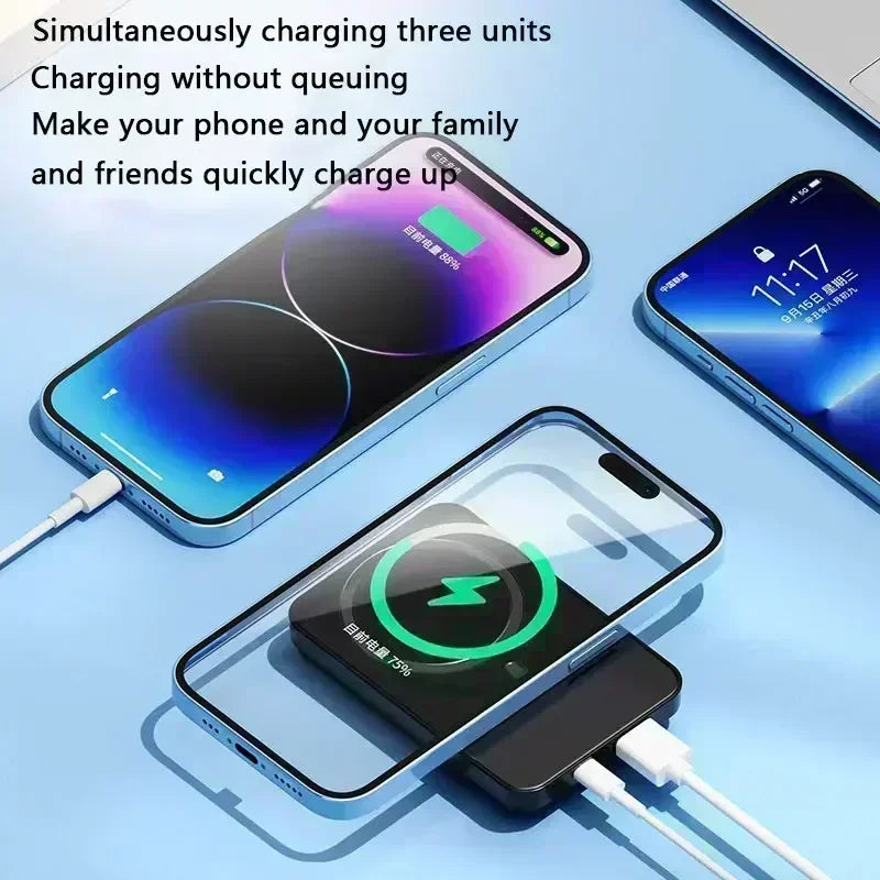 300000mAh Magnetic Wireless Power Bank Qi Portable Powerbank Type C Mini Fast Charger for iPhone Samsung Macsafe